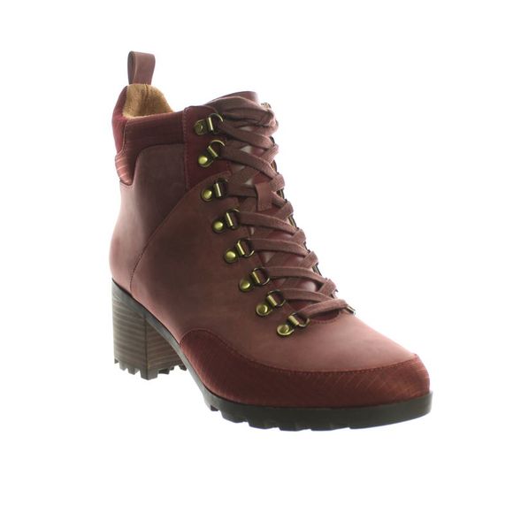 Vionic Women's Combat Boots in Burgundy - Picture 1 of 4